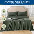 3 Piece Hotel Bamboo Cooling Sheet Set -Ultra Soft 2000TC Breathable Bed Sheets Set with 37 Centimetre Deep Pocket-Cooling Sheets for Hot Sleepers(Olive green,King Single)