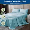 3 Piece Hotel Bamboo Cooling Sheet Set -Ultra Soft 2000TC Breathable Bed Sheets Set with 37 Centimetre Deep Pocket-Cooling Sheets for Hot Sleepers(Sky Blue,King Single)