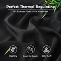 3 Piece Hotel Bamboo Cooling Fitted Sheet Set & Pillowcase -Ultra Soft 2000TC Breathable Fitted Bed Sheets Set with 37 Centimetre Deep Pocket-Cooling Sheets for Hot Sleepers(Black,Queen)