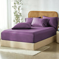 3 Piece Hotel Bamboo Cooling Fitted Sheet Set & Pillowcase -Ultra Soft 2000TC Breathable Fitted Bed Sheets Set with 37 Centimetre Deep Pocket-Cooling Sheets for Hot Sleepers(Purple,Queen)