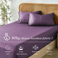 3 Piece Hotel Bamboo Cooling Fitted Sheet Set & Pillowcase -Ultra Soft 2000TC Breathable Fitted Bed Sheets Set with 37 Centimetre Deep Pocket-Cooling Sheets for Hot Sleepers(Purple,Queen)