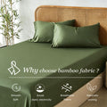 3 Piece Hotel Bamboo Cooling Fitted Sheet Set & Pillowcase -Ultra Soft 2000TC Breathable Fitted Bed Sheets Set with 37 Centimetre Deep Pocket-Cooling Sheets for Hot Sleepers(Olive green,Super King)