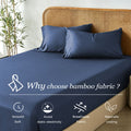 3 Piece Hotel Bamboo Cooling Fitted Sheet Set & Pillowcase -Ultra Soft 2000TC Breathable Fitted Bed Sheets Set with 37 Centimetre Deep Pocket-Cooling Sheets for Hot Sleepers(Navy,Super King)