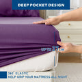 4 Piece Hotel Bamboo Cooling Sheet Set -Ultra Soft 2000TC Breathable Bed Sheets Set with 37 Centimetre Deep Pocket-Cooling Sheets for Hot Sleepers(Purple,Super King)