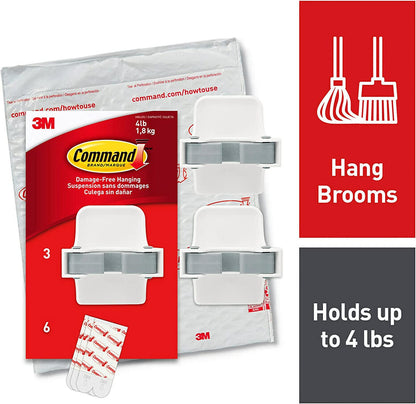 Command Broom Gripper, 3 Grippers, 6 Large Strip, 17007-3NA