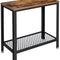 Industrial Side Table 2-Tier With Mesh and Metal Frame Rustic Brown