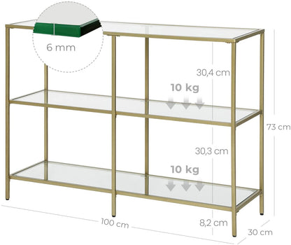 3-Tier Tempered Glass Sofa Table Modern Storage Shelf