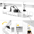 2 pack Under Desk Cable Management Tray, White