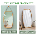 Hanging Full Length Wall Mirror - Solid Bamboo Frame and Adjustable Leather Strap for Bathroom and Bedroom