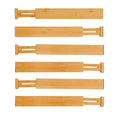 6 Pack Bamboo Adjustable Kitchen Drawer Dividers (Large, 44-55 cm)