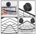 2 Pack Round Corner Shower Caddy Shelf Basket Rack with Premium Vacuum Suction Cup No-Drilling for Bathroom and Kitchen