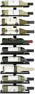 Set 2 Pcs Metal Wall Mount Wine Rack for Wine Bottles, Liquor, Champagne (Holds 10 Bottles)
