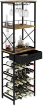 CARLA HOME Freestanding Wine Rack for 20 Bottles with Wood Countertop and Sturdy Metal Frame