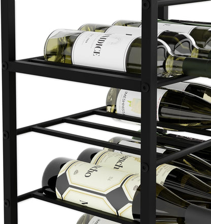 CARLA HOME Freestanding Wine Rack for 20 Bottles with Wood Countertop and Sturdy Metal Frame