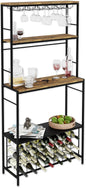CARLA HOME Large Wine Rack for 20 Bottles with Wood Countertop and Sturdy Metal Frame
