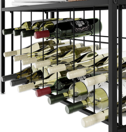CARLA HOME Large Wine Rack for 20 Bottles with Wood Countertop and Sturdy Metal Frame