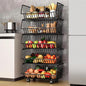 CARLA HOME Metal 5-Tier Rolling Vegetable and Fruit Basket Cart Stand for Kitchen