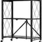 CARLA HOME 3-Tier Foldable Storage Shelf with Wheels for Kitchen, Garage, Pantry or Basement (Black)