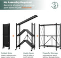CARLA HOME 3-Tier Foldable Storage Shelf with Wheels for Kitchen, Garage, Pantry or Basement (Black)