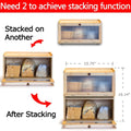 CARLA HOME Bamboo Bread Box, Kitchen Countertop Storage, Window Bread Holder