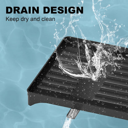 CARLA HOME 2-Tier Dish Drying Rack with Drainage Tray, Utensil Holder, Cup Hooks & Cutting Board Slot for Countertop Kitchen Storage (Black)