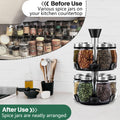 CARLA HOME Rotating Spice Rack Organizer with 12 Glass Jars for Kitchen Seasoning and Herb Storage