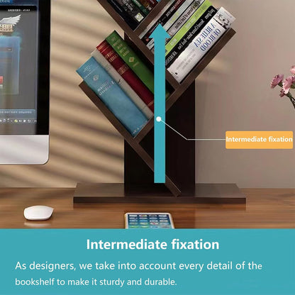 CARLA HOME 5-Tier Tree Bookshelf Storage Rack for Home Office or Bedroom (Black)