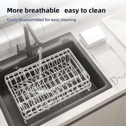 CARLA HOME 2-Tier Dish Drying Rack with Drainage Tray, Utensil Holder, Cup Hooks & Cutting Board Rack for Kitchen (White)