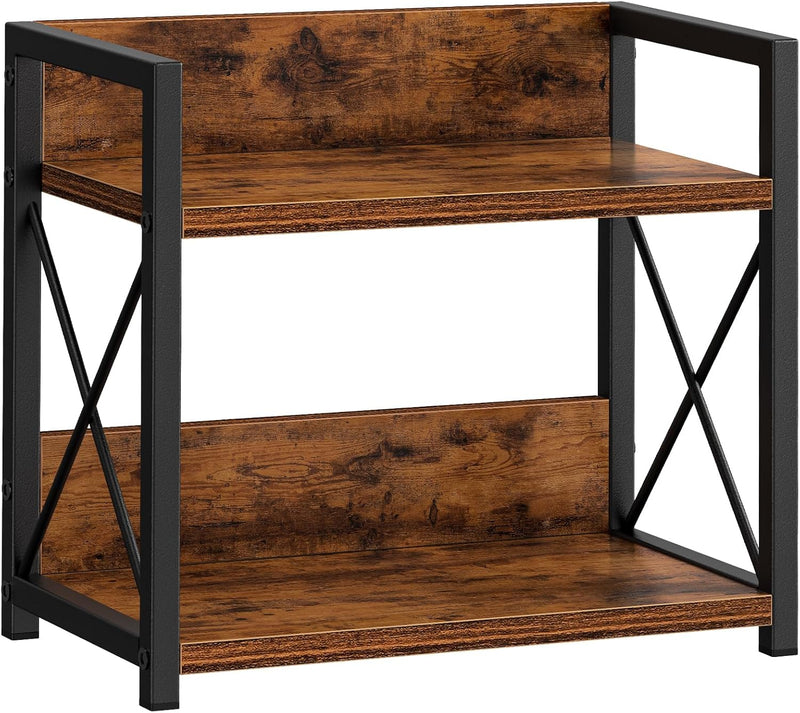 CARLA HOME 2-Tier Countertop Shelf Organizer Rustic Wood Kitchen Spice Rack for Storage, Condiments & Cabinet Organization