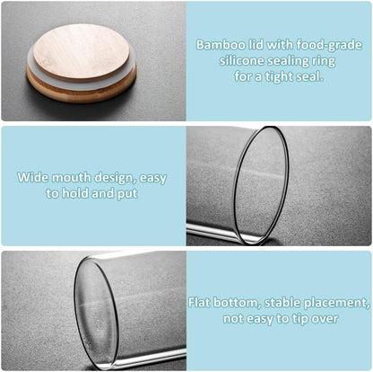 CARLA HOME 6 Pack Glass Storage Jars with Bamboo Lids for Kitchen Pantry, Pasta, Snacks, Cookies, Candy & More