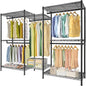 CARLA HOME Heavy Duty Clothing Garment Rack Organizer with Hanging Rods & Storage Shelves for Clothes, Shoes & Wardrobe