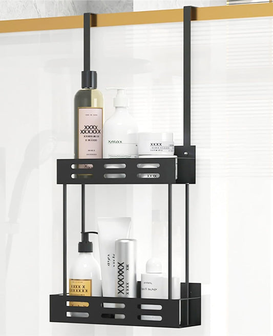 CARLA HOME Over the Door 2-tier Shower Caddy Organizer Shelf with Hooks for Bathroom