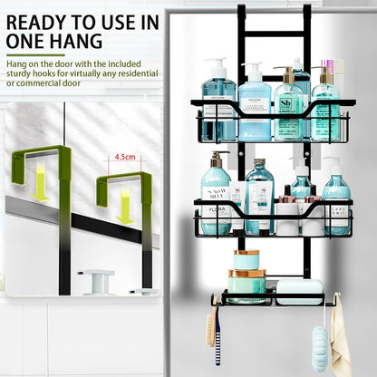 CARLA HOME Over the Door 3-tier Shower Caddy Organizer Shelf with Hooks for Bathroom