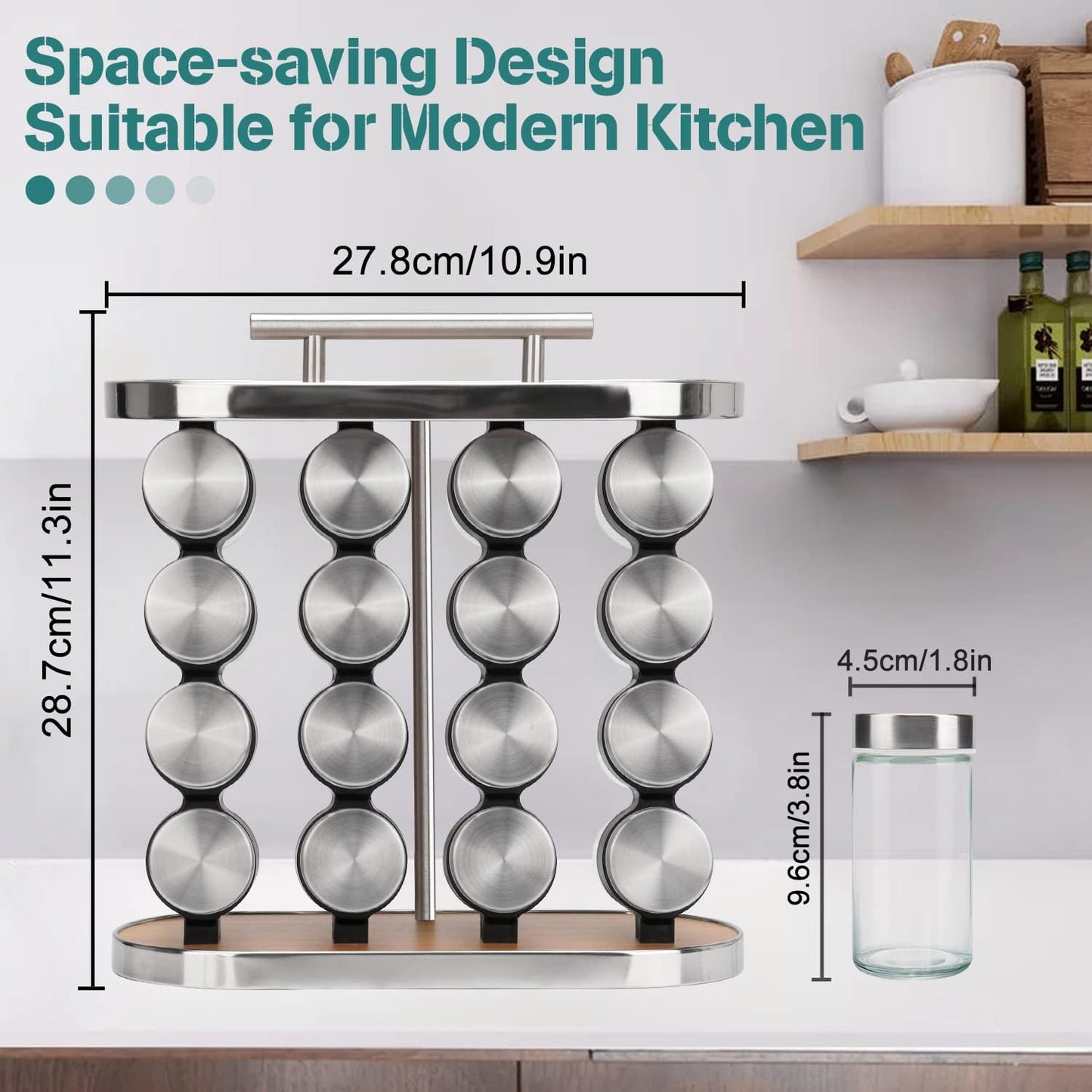 CARLA HOME 20-Jar Spice Rack Organizer Storage for Kitchen Countertop or Cabinet