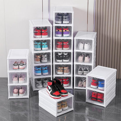 CARLA HOME 3-Tier Stackable Shoe Storage Box Organizer with Clear Door for Closet, Entryway or Cabinet