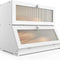CARLA HOME Double Layer Bamboo Bread Box for Kitchen Counter - Large Capacity Bread Storage Container with Clear Window, Easy Assembly, Farmhouse Style Bread Holder (White)