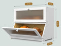 CARLA HOME Double Layer Bamboo Bread Box for Kitchen Counter - Large Capacity Bread Storage Container with Clear Window, Easy Assembly, Farmhouse Style Bread Holder (White)