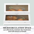 CARLA HOME Double Layer Bamboo Bread Box for Kitchen Counter - Large Capacity Bread Storage Container with Clear Window, Easy Assembly, Farmhouse Style Bread Holder (White)