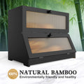 CARLA HOME Double Layer Bamboo Bread Box for Kitchen Counter - Large Capacity Bread Storage Container with Clear Window, Easy Assembly, Farmhouse Style Bread Holder (Black)