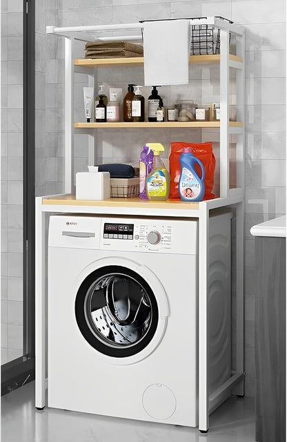 CARLA HOME 3-Tier Over Washing Machine Storage Rack Laundry Shelf Organizer for Bathroom or Toilet (White)
