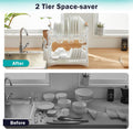 CARLA HOME 2-Tier Large Dish Drying Rack with Drainboard, Utensil Holder, Glass Hooks & Cutlery Storage (White)