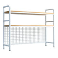 CARLA HOME  2-Tier Metal Desktop Hutch Bookshelf with Grid Panel for Computer Desk and Office Countertop