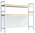 CARLA HOME  2-Tier Metal Desktop Hutch Bookshelf with Grid Panel for Computer Desk and Office Countertop