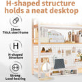 CARLA HOME  2-Tier Metal Desktop Hutch Bookshelf with Grid Panel for Computer Desk and Office Countertop