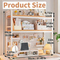 CARLA HOME  2-Tier Metal Desktop Hutch Bookshelf with Grid Panel for Computer Desk and Office Countertop