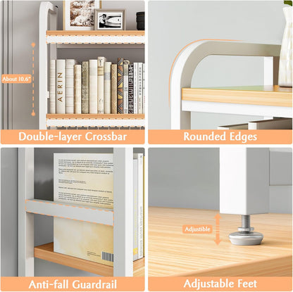 CARLA HOME  2-Tier Metal Desktop Hutch Bookshelf with Grid Panel for Computer Desk and Office Countertop