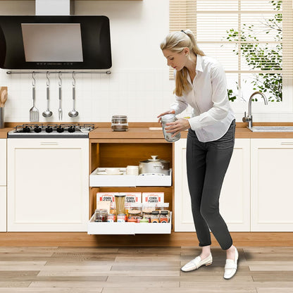 CARLA HOME 2 Pack Pull Out Cabinet Organizer Expandable for Cabinets with Adjustable Slide Out Shelves and Easy Installation (White)