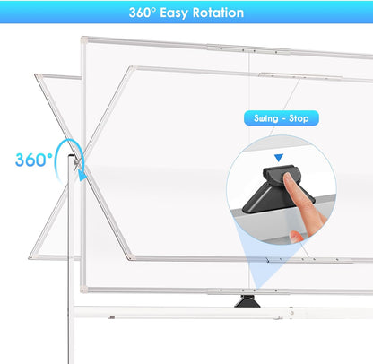 CARLA HOME Double-Sided Magnetic Whiteboard 120x90cm with Wheels, Reversible Design for School, Office & Home