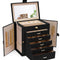 CARLA HOME 6-Layer Large Jewelry Box for Women withDrawers, Mirror, Lock, Necklace Hooks & Side Compartments for Rings, Earrings, Bracelets, Gifts (Black)