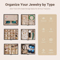 CARLA HOME 6-Layer Large Jewelry Box for Women withDrawers, Mirror, Lock, Necklace Hooks & Side Compartments for Rings, Earrings, Bracelets, Gifts (Black)